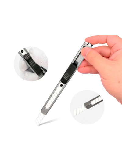Cuter q-connect metalico estrecho cuchilla ceramica 9 mm xd-c18 con clip blister 1 unidad