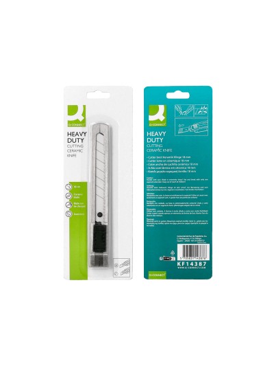 Cuter q-connect metalico ancho cuchilla ceramica 18 mm xd- c78 con clip blister 1 unidad