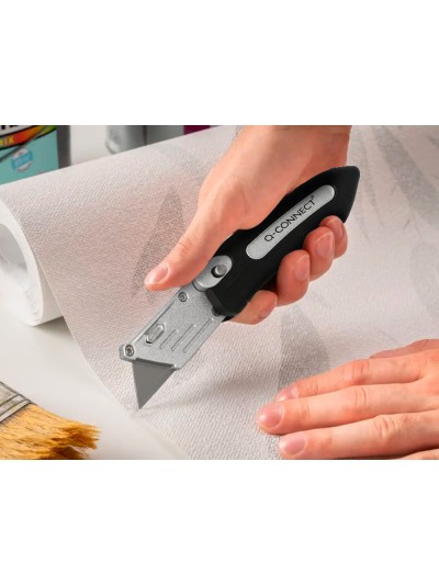 Cuter q-connect metalico ancho plegable con mango antideslizante cuchilla 19 mm xd-925 conclip blister 1 unidad