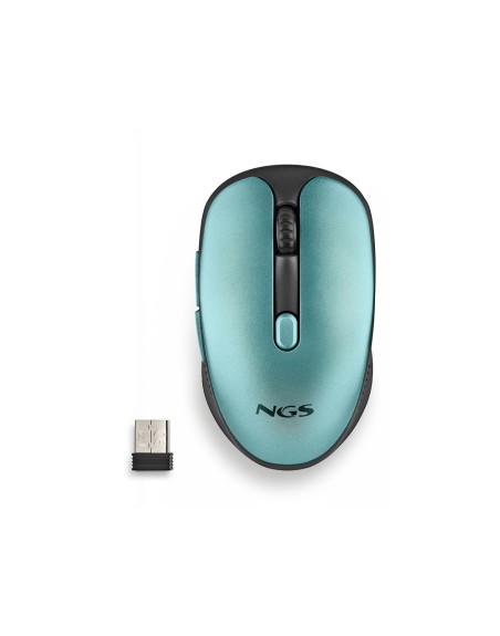 Raton ngs evo rust optico 800/1200/1600 dpi inalambrico 5 botones teclas silenciosas receptor usb 2,4 ghz verde
