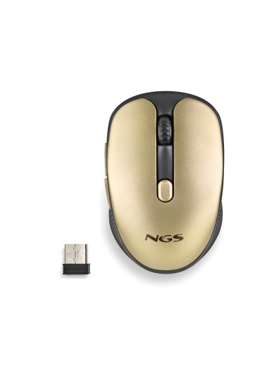 Raton ngs evo rust optico 800/1200/1600 dpi inalambrico 5 botones teclas silenciosas receptor usb 2,4 ghz dorado
