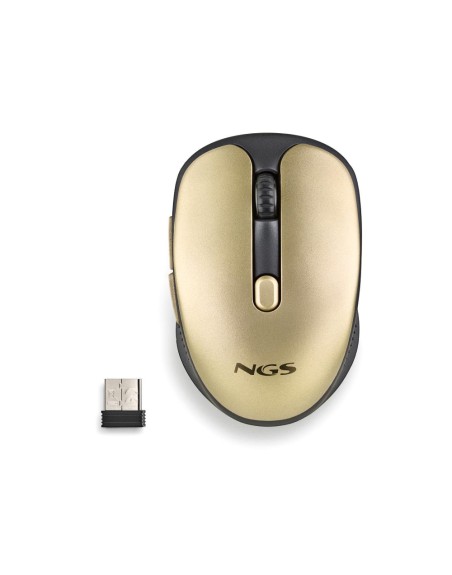 Raton ngs evo rust optico 800/1200/1600 dpi inalambrico 5 botones teclas silenciosas receptor usb 2,4 ghz dorado