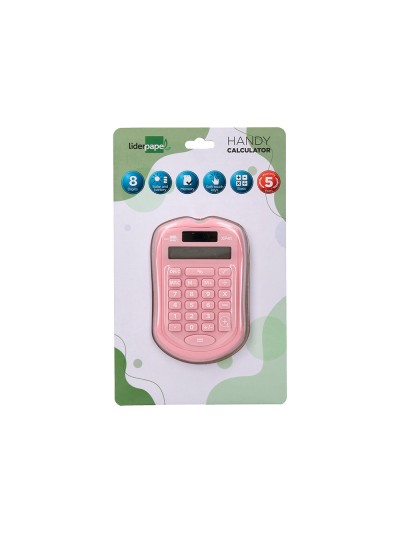 Calculadora liderpapel bolsillo xf41 8 digitos solar y pilas color rosa 94x59,5x10,5mm