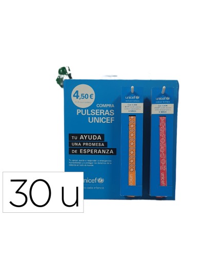 Pulsera de tela unicef expositor de 30 unidades surtidas
