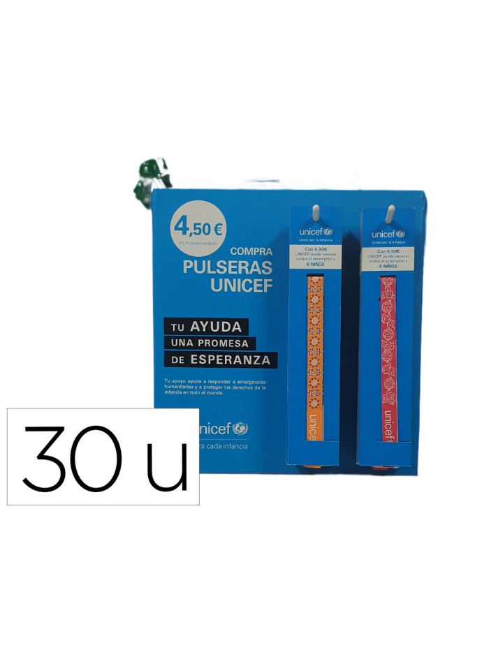 Pulsera de tela unicef expositor de 30 unidades surtidas Pulsera de tela unicef expositor de 30 unidades surtidas