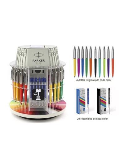 Boligrafo parker jotter originals expositor carrousel con 40 unidades colores surtidos + 40 recambios