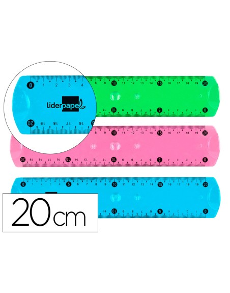 Regla liderpapel plastico flexible 20 cm colores surtidos