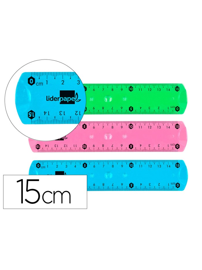 Regla liderpapel plastico flexible 15 cm colores surtidos Regla liderpapel plastico flexible 15 cm colores surtidos