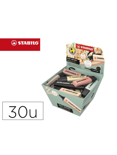 Rotulador stabilo boss pastel fluorescente 70 nature colors expositor cesta de 30 unidades colores surtidos