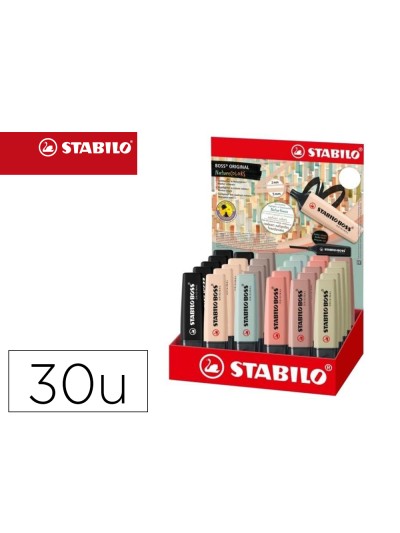 Rotulador stabilo boss pastel fluorescente 70 nature colors expositor de 30 unidades colores surtidos