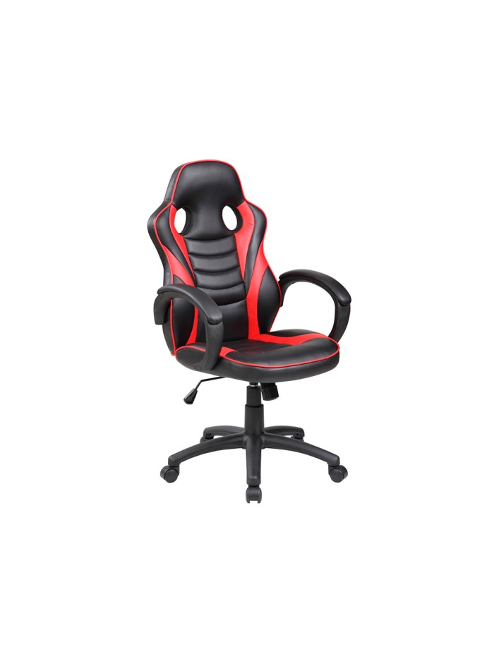Silla rocada gaming con brazos fijos base nylon con ruedas basculante similpiel negro/rojo 480x490x1060-1160 Silla rocada gaming con brazos fijos base nylon con ruedas basculante similpiel negro/rojo 480x490x1060-1160