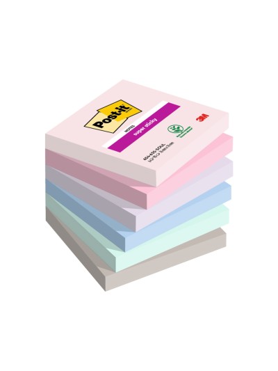 Bloc de notas adhesivas quita y pon post it super sticky carnival 100% pefc 76x127 mm pack de 6 blocs colores