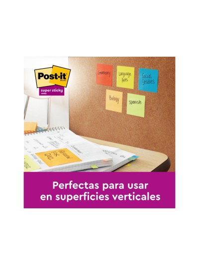 Bloc de notas adhesivas quita y pon post it super sticky carnival 100% pefc 76x127 mm pack de 6 blocs colores