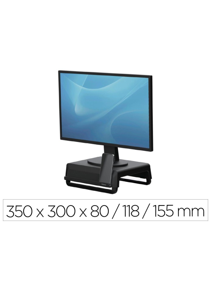 Soporte fellowes para monitor breyta 3 ajustes de altura hasta 30 kg 100% reciclable 350x300x80/118/155 mm negro Soporte fellowes para monitor breyta 3 ajustes de altura hasta 30 kg 100% reciclable 350x300x80/118/155 mm negro