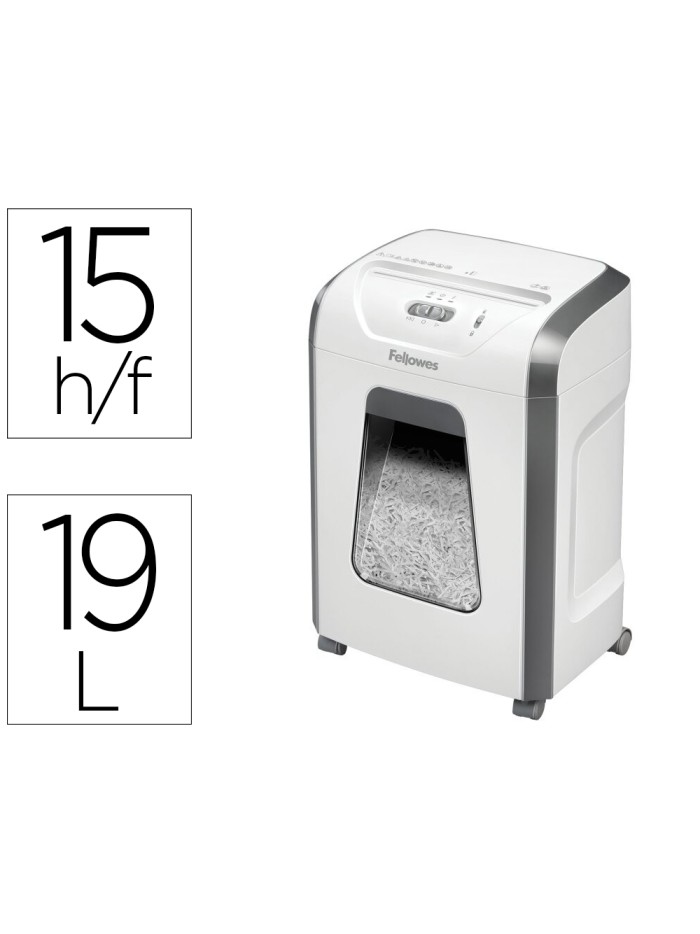Destructora de documentos fellowes 15c capacidad 15h seguridad p4 grapas clips y tarjetas papelera 19 l Destructora de documentos fellowes 15c capacidad 15h seguridad p4 grapas clips y tarjetas papelera 19 l