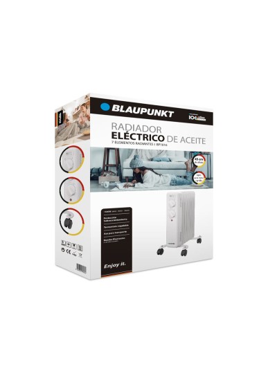 Radiador de aceite blaupunkt 1500w 7 elementos calorificos proteccion sobrecalentamiento con ruedas color blanco