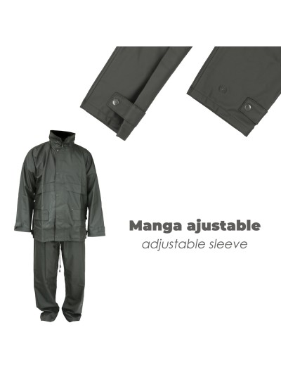 Traje de Agua Impermeable Verde Poliuretano Talla 7-L