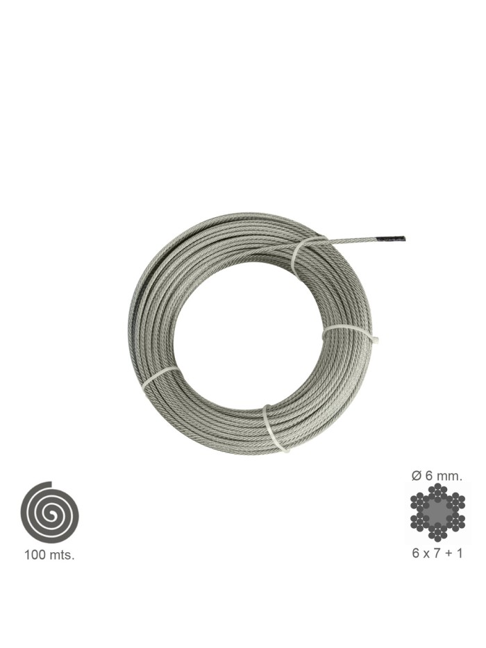 Cable Galvanizado   6  mm. (Rollo 100 Metros) No Elevacion