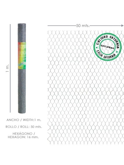 Enrejado Triple Torsion 16/ 100 cm. Rollo 50 Metros Uso Domestico
