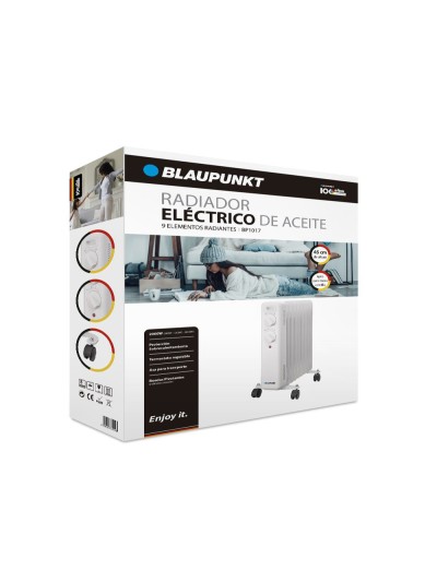 Radiador de aceite blaupunkt 2000w 9 elementos calorificos proteccion sobrecalentamiento con ruedas color blanco