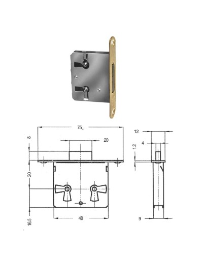 Cerradura Mueble Sin Llave 32/20 mm.