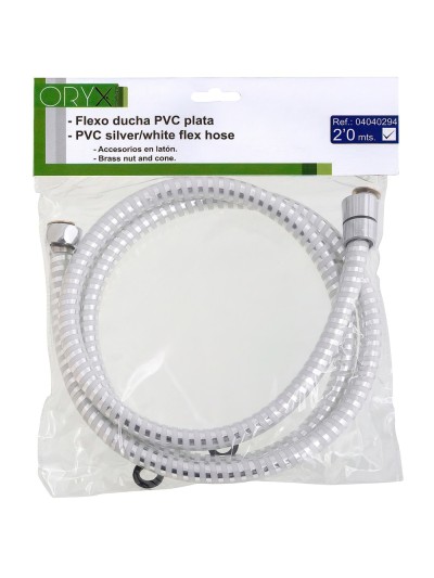 Flexo Ducha PVC Blanco/Plata 2,00 metros