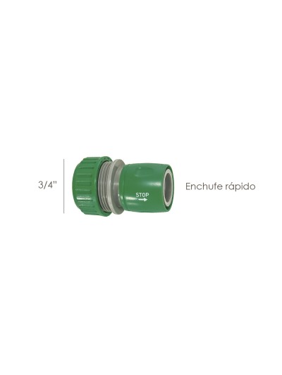 Conector Manguera Plastico 3/4 Con Stop  Blister
