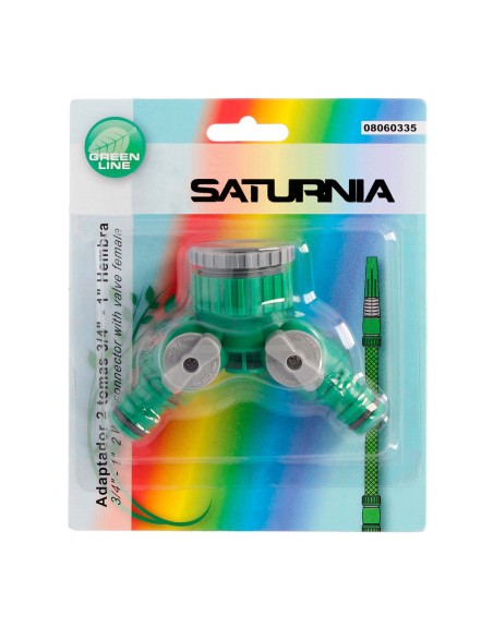 Adaptador Manguera Plastico 3/4 - 1" Hembra  con 2 tomas Blister