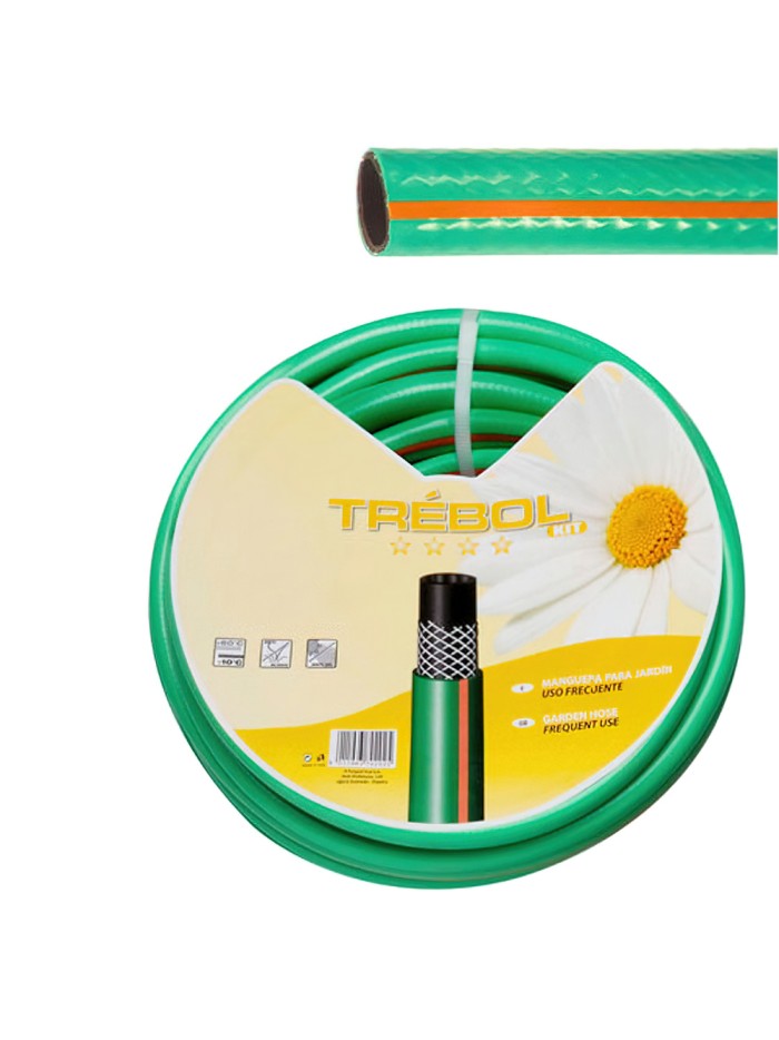 Manguera Verde Trebol Trenzado 15 mm. - 5/8" Rollo 50 Metros