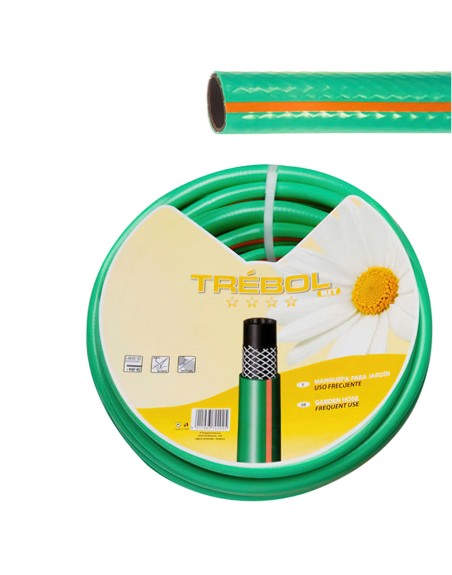 Manguera Verde Trebol Trenzado 15 mm. - 5/8" Rollo 50 Metros