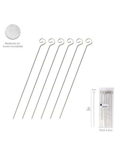 Pinchitos Acero inoxidable Pequeños 30 cm. (Bolsa 6 Unidades) Saturnia