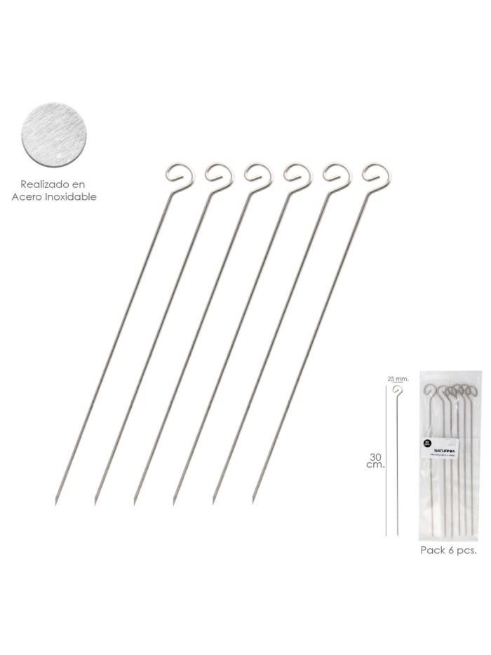 Pinchitos Acero inoxidable Pequeños 30 cm. (Bolsa 6 Unidades) Saturnia
