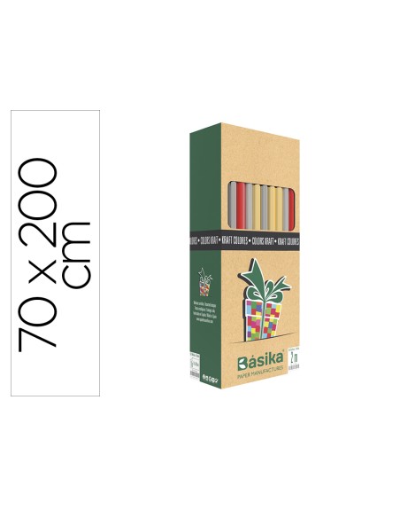 Papel de regalo basika kraft colores rollo ancho 70 cm longitud 2 mt colores surtidos gramaje 50 gr