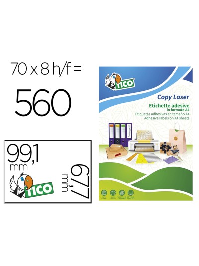 Etiqueta adhesiva tico naranja fluorescentes permanente fsclaser/inkjet/fotocopia 99,1x67,7 mm caja de 560 unidades