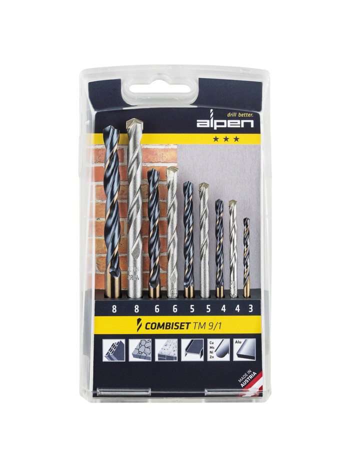 Estuche Brocas Alpen HSS / Widia 9 Piezas