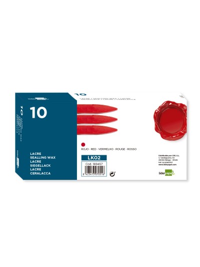 Lacre liderpapel rojo caja de 10 barras