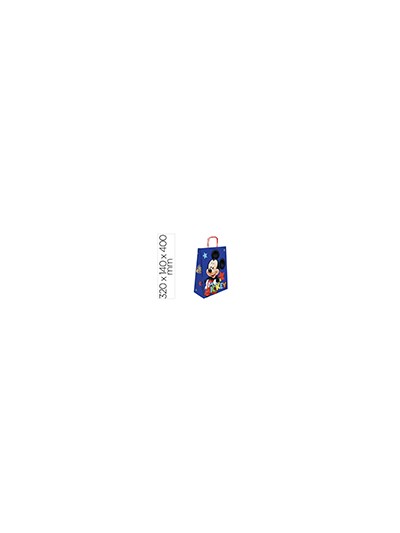 Bolsa para regalo basika papel celulosa 90 gr mickey con asa retorcida tamaño l 320x140x400 mm