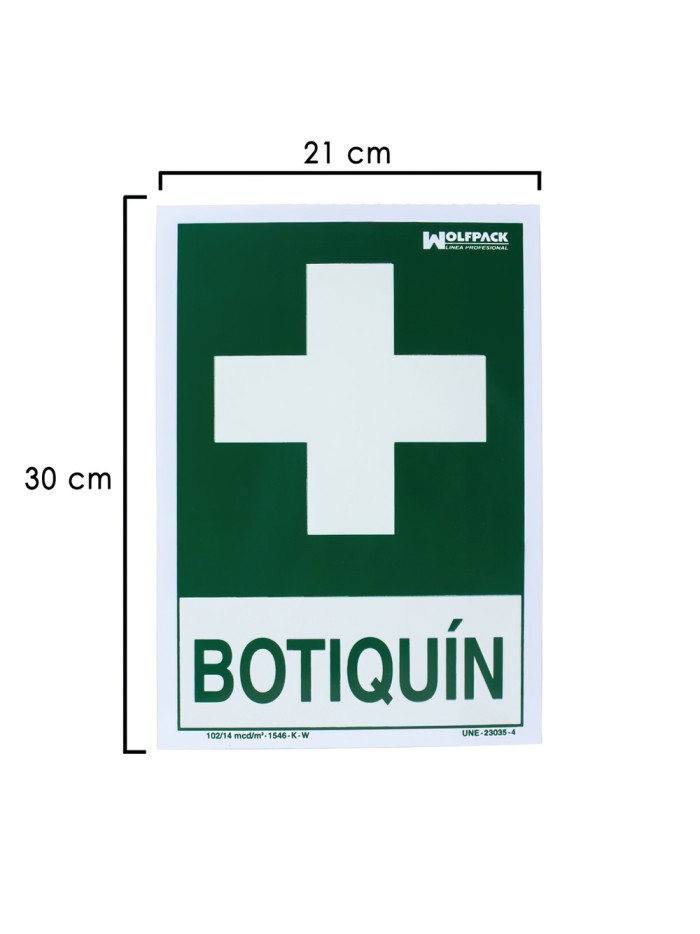 Cartel Botiquin 30x21 cm.