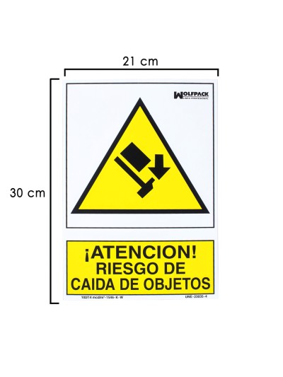 Cartel Riesgo Caida De Objetos 30x21 cm.