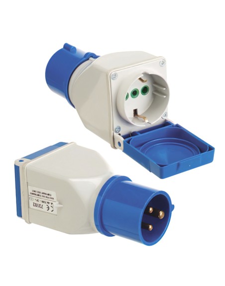 Adaptador Industrial Cetac Schuko Simple 2p Con Tapa