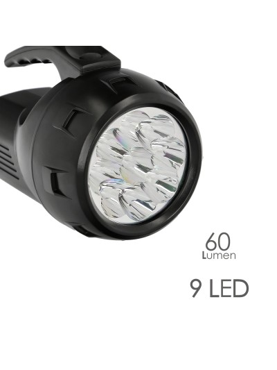 Linterna LED De Mano Con Asa A Pilas (4 AA) 60 Lumenes 9 Leds (9 Watt.)