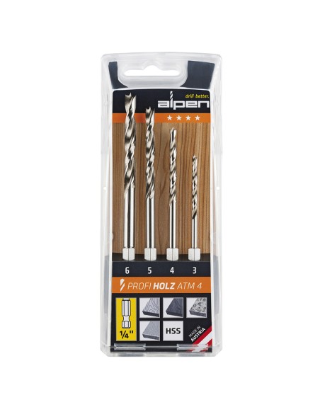 Estuche Brocas Alpen Hexagonal Madera  4 Piezas