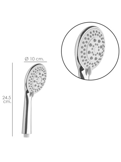 Maneral Ducha Cromo  XL 5 Posiciones  Ø 10 cm  "SANDY"