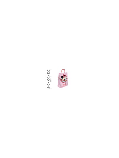 Bolsa para regalo basika papel celulosa 90 gr minnie con asa retorcida tamaño s 240x100x320mm