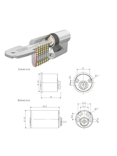 Cilindro Tesa Seguridad T6TS 40 Leva Corta Cilindro Redondo