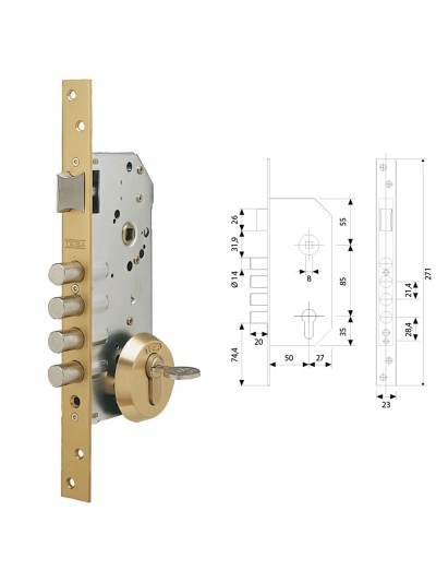 Cerradura Tesa Seguridad R100B566 Esmaltada