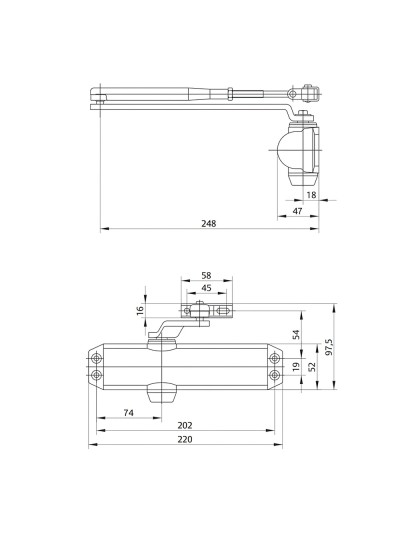 Cierrapuertas Tesa DC120-1 F2-4 Con Retenedor Plateado