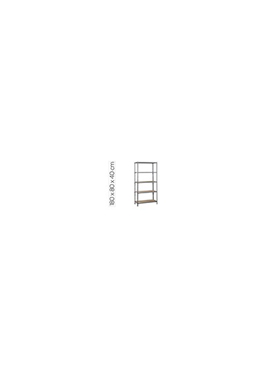 Estanteria metalica simonrack kit maderclick mini 5/400 color gris/madera 5 estantes 150 kg por estante 180x80x40cm