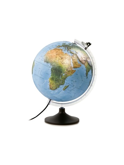Globo terraqueo nova rico con luz uranio relieve base y meridiano con lupa diametro 30 cm