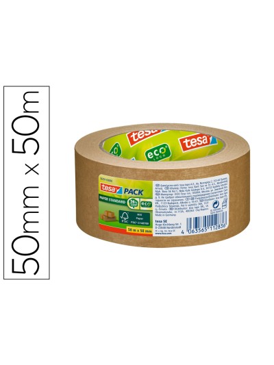 Cinta adhesiva tesa eco papel color kraft 50 mt x 50 mm para embalaje